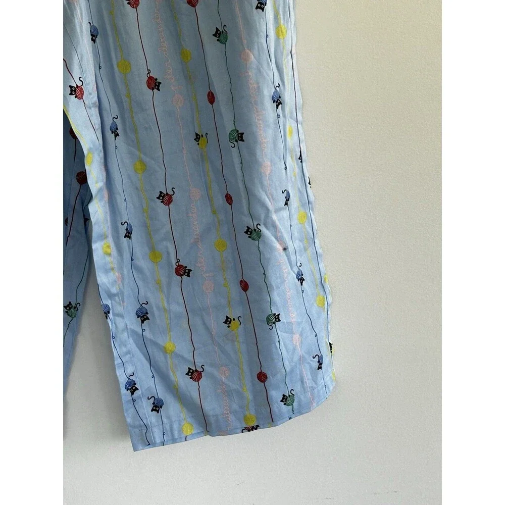 New Peter Alexander 3/4 Pajama Pants Size Medium Cats Kittens Ball of Yarn Crop - Picture 4 of 10